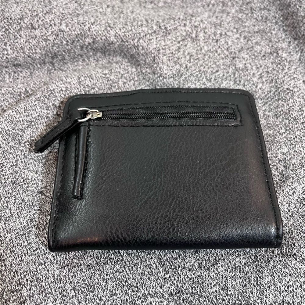 Unisex Black Bi-fold Wallet Faux Leather coin Purse multiple Card Holders + ID - Picture 2 of 15